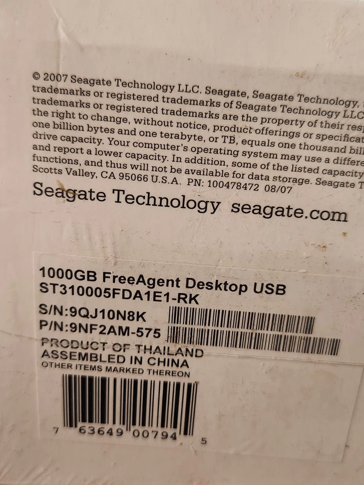 seagate freeagent desktop 1tb External Hard Drive Usb 2.0 1000 Gb  #C000 - Image 3 of 4