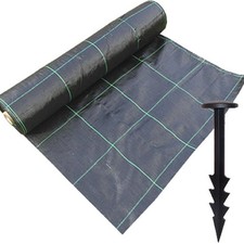 1m x 10m Heavy Duty Woven Weed Control Ground Mulch Landscape Fabric + 10 Pegs
