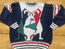 Par Four Vintage Large All Over Golf Print Sweater A09