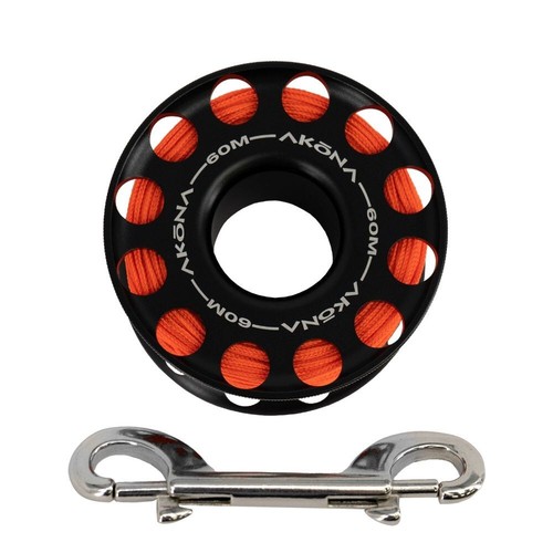 Carrete de dedo de buceo de aluminio AKONA 60 M/200 PIES - negro - acero inoxidable a presión - Imagen 3 de 5