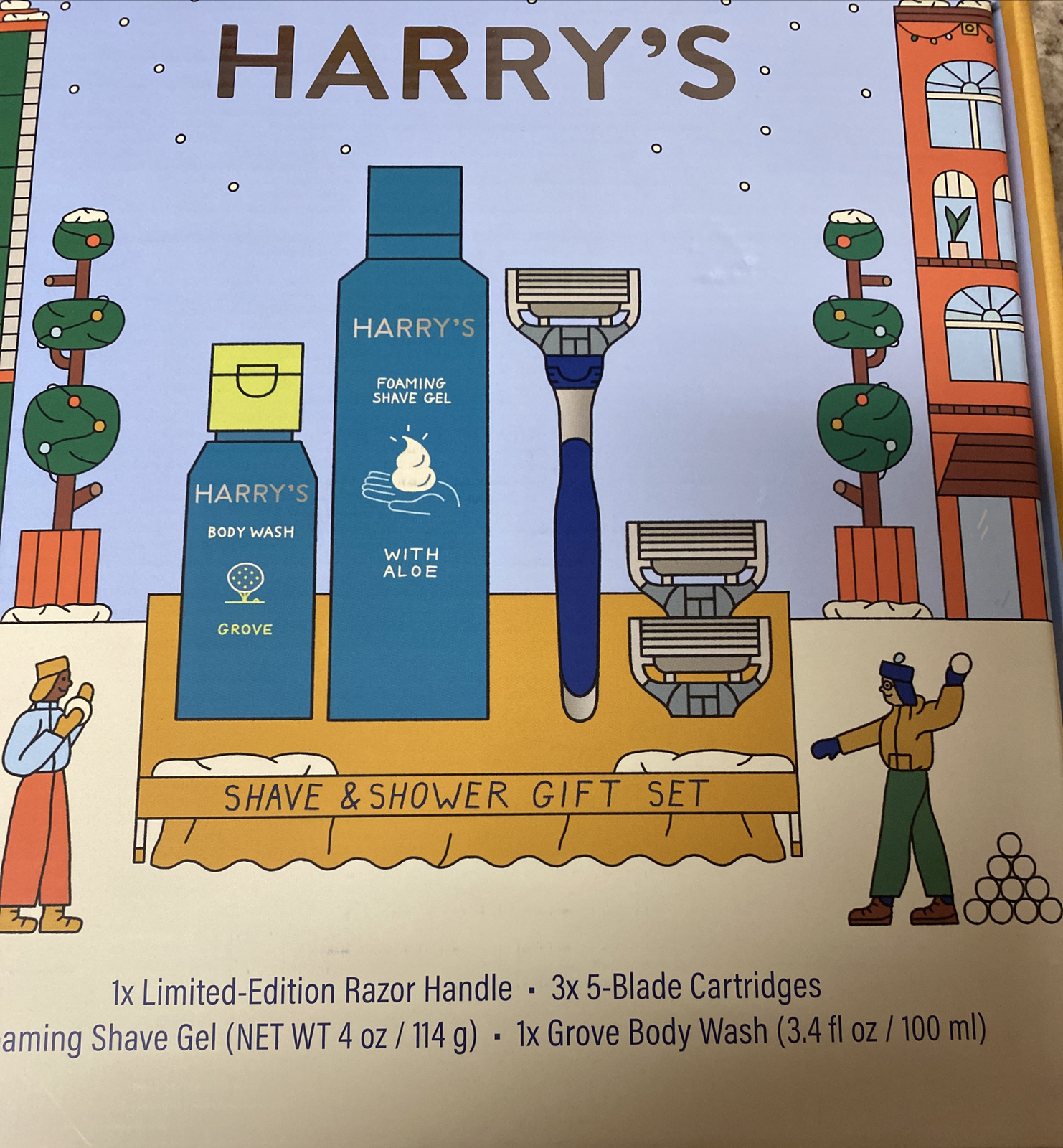 Harry's Men's Shaving Holiday Gift Set 6 pc 3 blade body wash shave gel