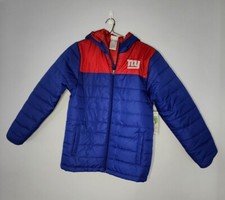 Team Apparel Sports Kids NY Giants Puffer Jacket, Blue, Large 14-16