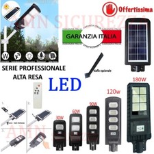 LAMPIONE STRADALE LED 30 60 90 120 180 PANNELLO SOLARE FOTOVOLTAICO FARO STAFFA