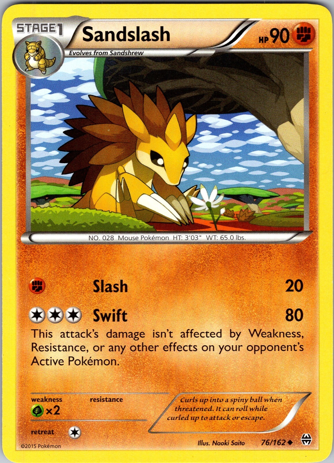 Pokemon TCG Sandslash XY BREAKthrough 76/162 Regular Uncommon Card Played LP