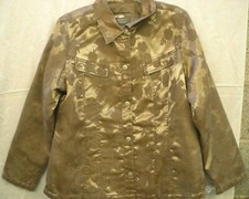 Nwt! Qvc "motto" Brocade Look Trucker Jacket *olive Green Sz Large* Quilt Lining