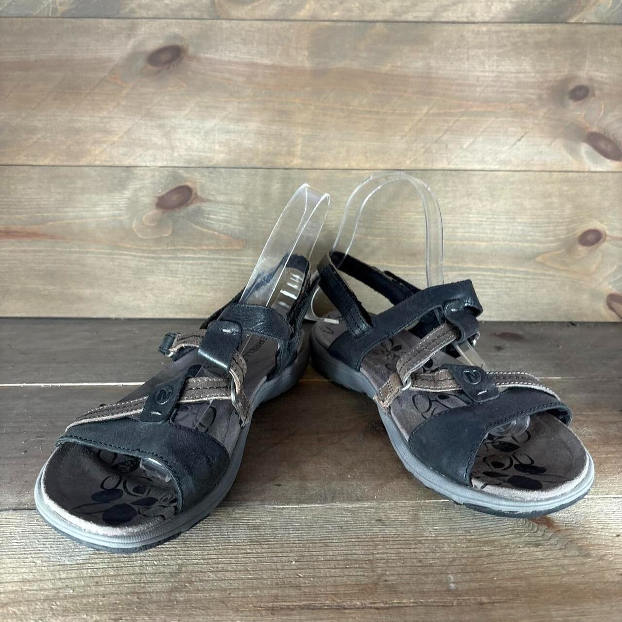 merrell bracken donna taglia 8 scarpe sandali comodi slingback in pelle nera