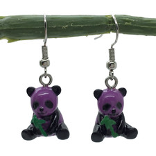 Purple Panda Earrings