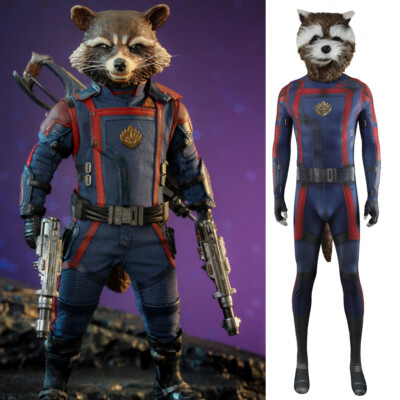 Rocket Raccoon Jumpsuit Guardians of the Galaxy Halloween Cosplay Costume Party