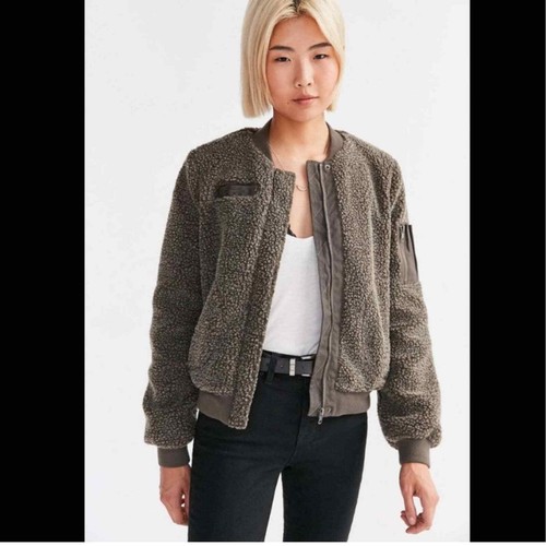 UO BDG Cozy Teddy Bear Bomber Jacket 