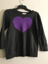 Ann Taylor Petite Size XSP Gray Lavender Heart Design Sweater Women Stylish