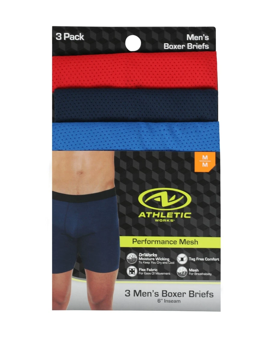 Athletic Works Men's Performance Mesh Boxer Briefs 6 Size SMALL Dri Works  Flex