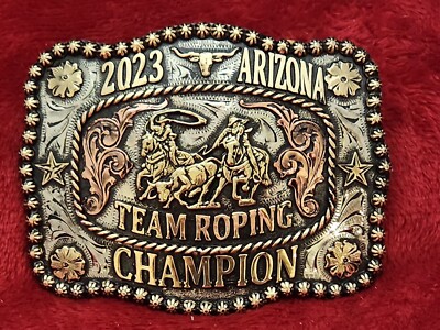 CHAMPION TROPHY BUCKLE PROFESSIONAL RODEO TEAM ROPING ARIZONA 2023 RARE 793