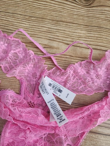 Victoria's Secret Very Sexy Panties Strappy Floral Lace Thong Size XL Pink NWT - Picture 5 of 7