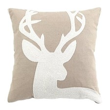 Pack of 1 Christmas Pillow Covers Embroidery Sleigh Griege Deer Set of 1 Pcs 