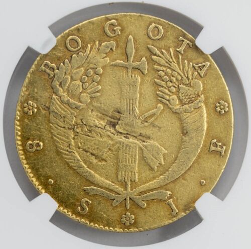 1824 JF Colombia Gold 8 Escudo Bogota XF40 NGC 949697-4 - Picture 4 of 4