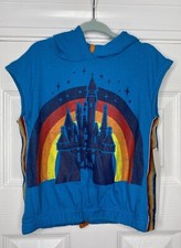 Walt Disney World Youth Hoodie Sleeveless Shirt Castle Rainbow Retro XS New
