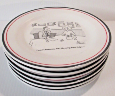 Exclusive Set 6 Restoration Hardware New Yorker Magazine Cartoon Cheese Plates