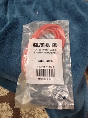 Belkin A3L791-06-RED-S 6 ft. Cat 5E Red Patch Cable New