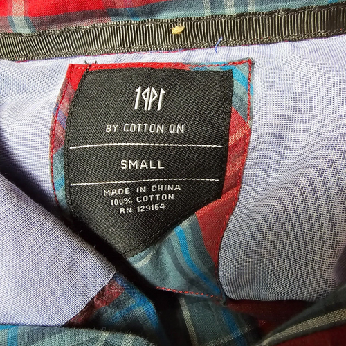 Cotton On Mens Casual Shirt Size S Red Blue Check Long Sleeve Collared Button-Up - Picture 15 of 16
