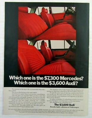 1971 AUDI 100LS Magazine Ad - Interior Comparison To A Mercedes