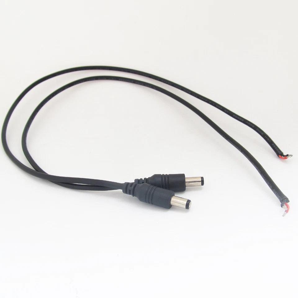 10pcs 50cm 22AWG DC Power Cable Pigtail 5.5x2.1mm 2.1mm DC Male For CCTV Camera - Image 2 of 4