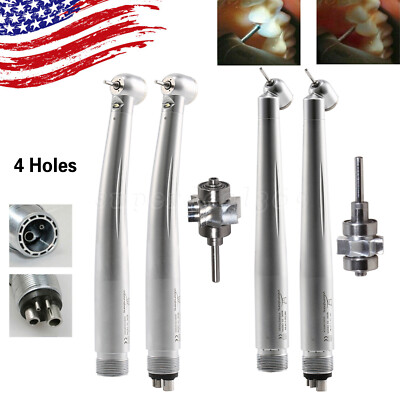 Dental High Speed LED/NO-LED 45degree Handpiece Push Button 2/4Hole Cartridge st