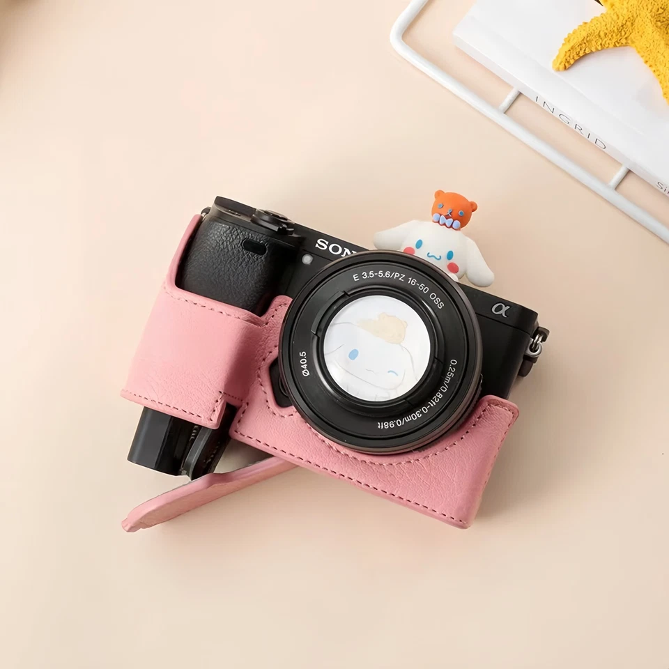 Bolsa de cuero para cámara. Funda protectora resistente al desgaste. para Sony A6000/A6100 Foto 3 de 4