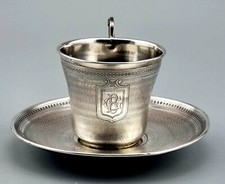 Mokkatasse 950er Silber Tasse guilliochiert 19.Jh. Frankreich Monogramm GB (123)