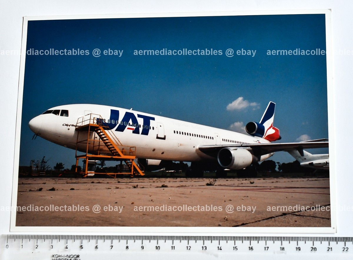1997 vintage 8x6 JAT Yugoslav Airlines DC-10 YU-AMB original color