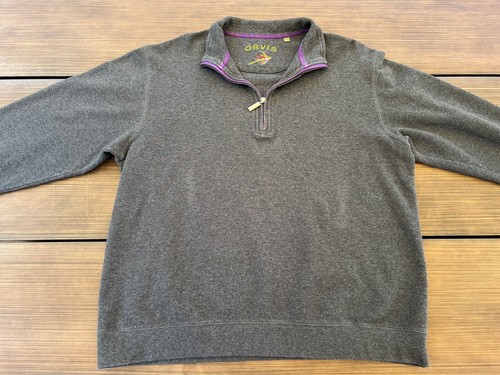 Orvis Pullover Half Zip Gray Grey 100 