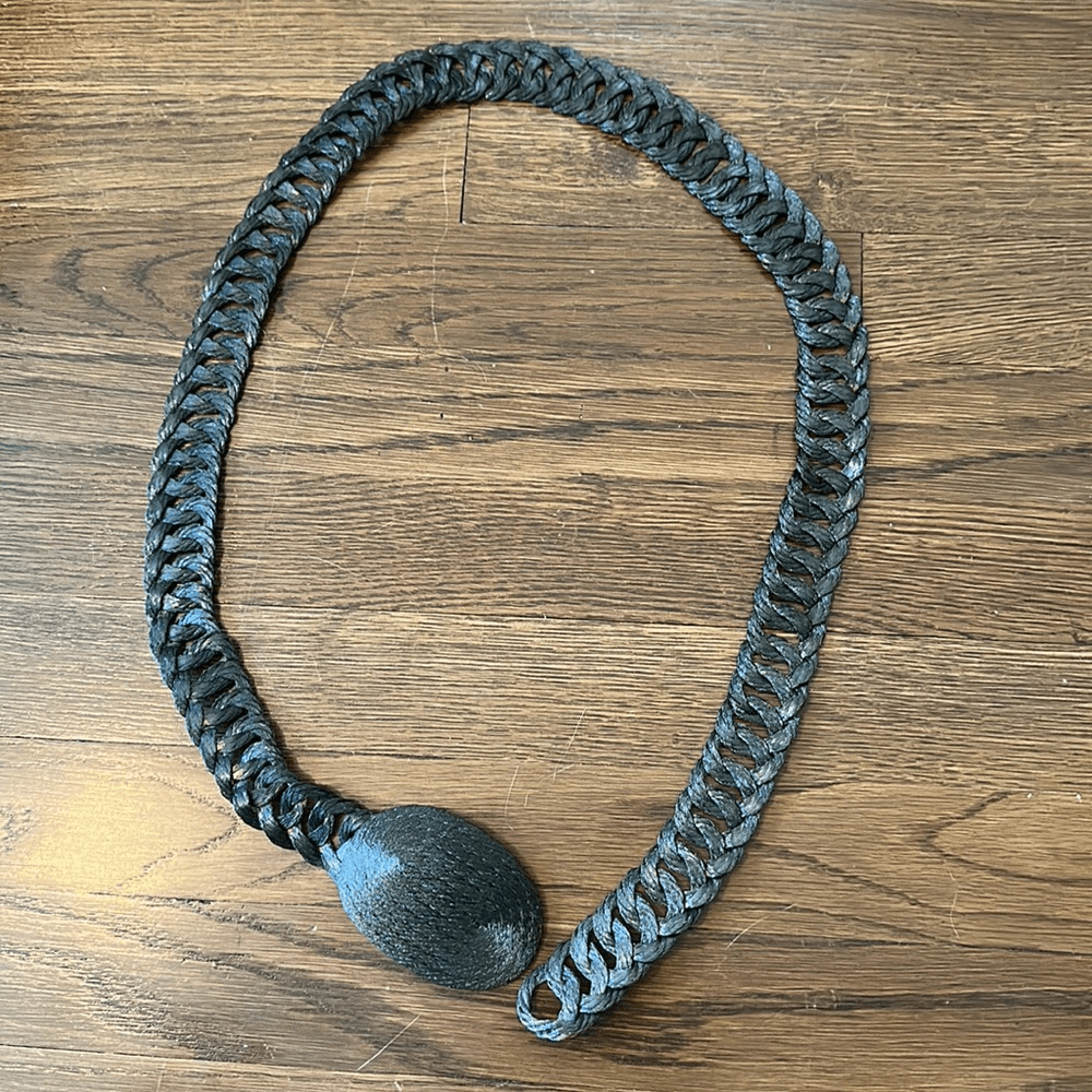 Vintage Greek made black woven‎ metal belt with oval buckle Vintage Greek made black woven metal belt with oval buckle  main image 4