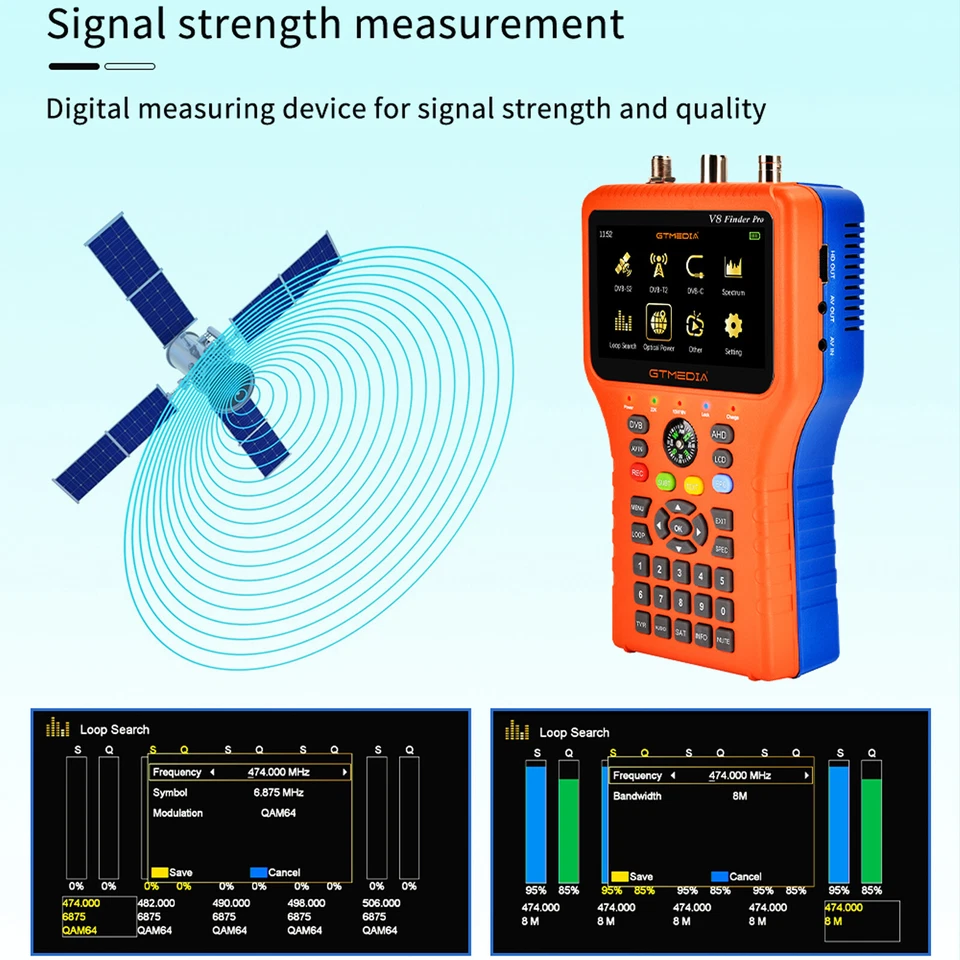GTMEDIA V8 Finder Pro 1080P DVB-S/S2/T/T2/C Combo Messgerät Satfinder Digital HD - Bild 4 von 4