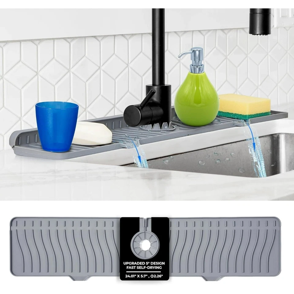 Protector contra salpicaduras de fregadero de cocina de silicona ODRAGO 24,01 pulgadas alfombrilla de grifo para cocina Foto 2 de 4