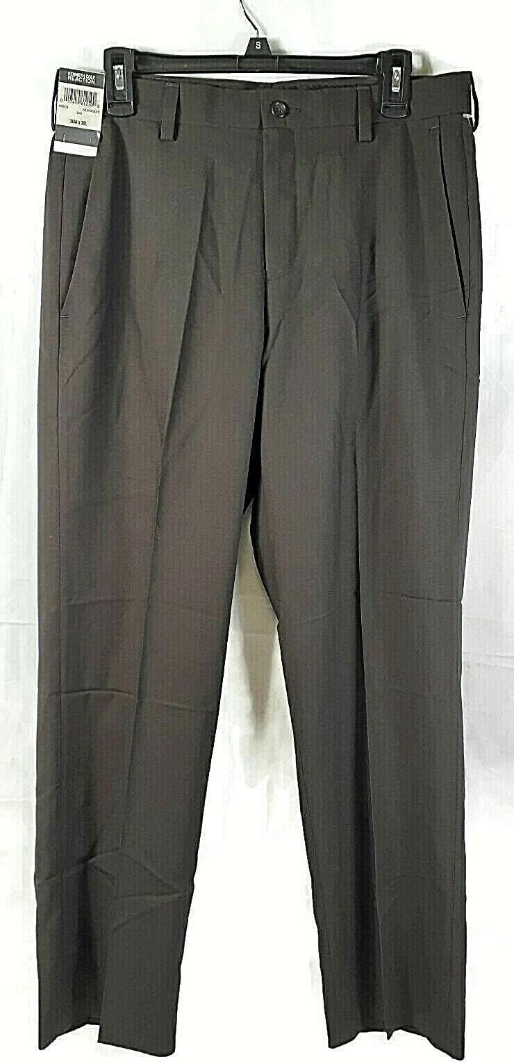 Cole Reaction Mens Chocolate Brown Dress Pants Flat Front Sz