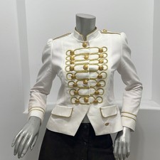 La Condesa Women's Emperador Jacket Cropped Military Style White Size Eu 38