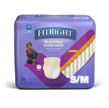 Medline Fitright ActivEdge Underwear S/M With Maximum Absorption TOTAL 20