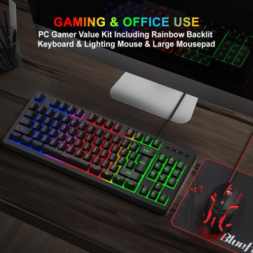 Teclado y ratón retroiluminado para juegos RGB 87 teclas negro/luz RGB - Imagen 5 de 9