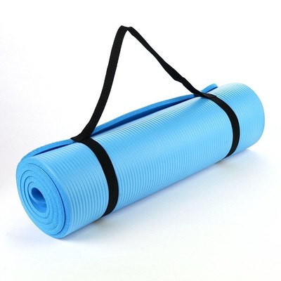 Nbr Light Blue 15mm Thick Exercise Fitness Gym Yoga Mat 190cm X