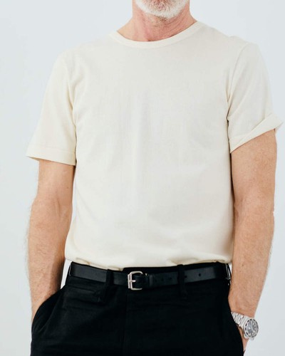 Merz b. Schwanen Good Originals 215 7.2oz Classic Fit Loopwheeled Tee - Nature - Picture 2 of 17