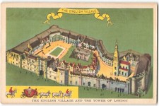 Postcard The English Village and The Tower of London unposted VTG ME8.