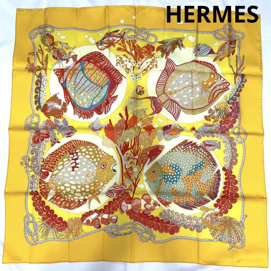 Hermes Carre 90 Grands Fonds Deep Sea Fish Scarf With Box | eBay