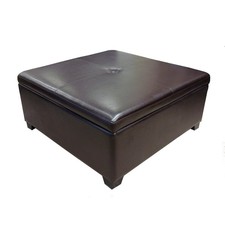 Belham Living Corbett Round Coffee Table Storage Ottoman Brown Ebay Armen Living Corbett Bonded Leather Coffee Table Storage Ottoman