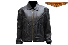 Premium Women Black Classic Fit Motorcycle Biker Leather Braided Fringes Jacket