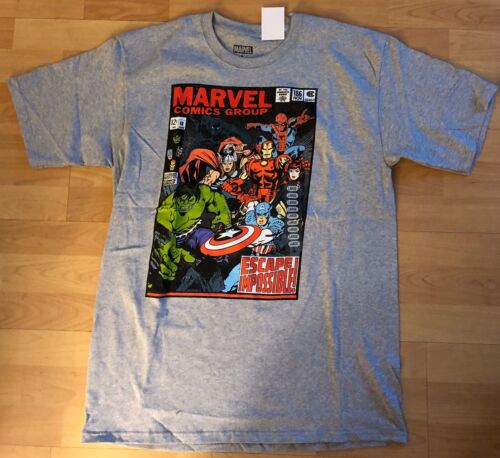 Large Marvel Comics Shirt Avengers Spiderman Hulk Thor Iron Man Black Panther