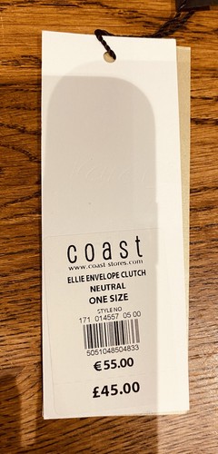 Coast Neutral/Blush Satin Fabric Flat Rectangular Clutch/Shoulder Occassion Bag - Picture 9 of 10
