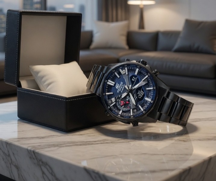 Casio Edifice ECB-S100DC-2AEF montre connectée solaire bleue avec 7 bracelets interchangeables