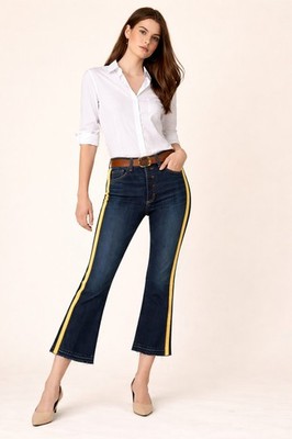 NWT $298 Veronica Beard Carolyn Baby Boot Jeans 30 Tux Stripe Cropped