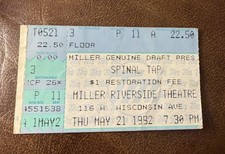 SPINAL TAP RARE CONCERT TICKET STUB MILWAUKEE, WI 05/21/1992