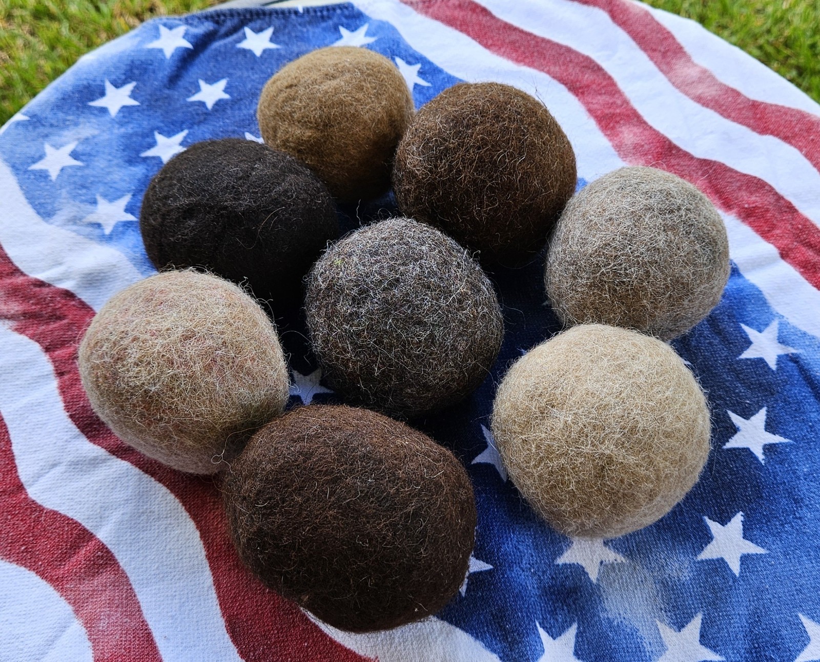 *NEW* Handmade Alpaca Dryer Balls (Set of 3)-USA Grown & Made - Light Fawn_Pink