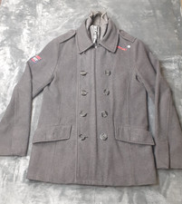 Superdry Peacoat Pea Coat Wool Blend Military Jacket Grey Double Breasted Mens M